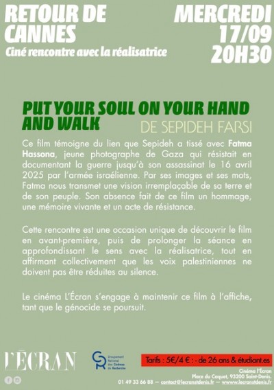 17/09 - 20H30 Put your soul on your hand and walk de Sepideh Farsi